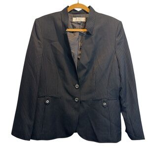 Tahari by ASL Classic Black Pinstripe Blazer Size 16